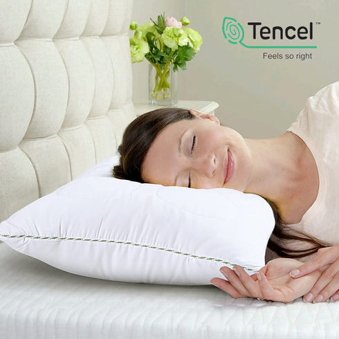 Tencel 100% Natural Fabric Pillow with Quilted Bag